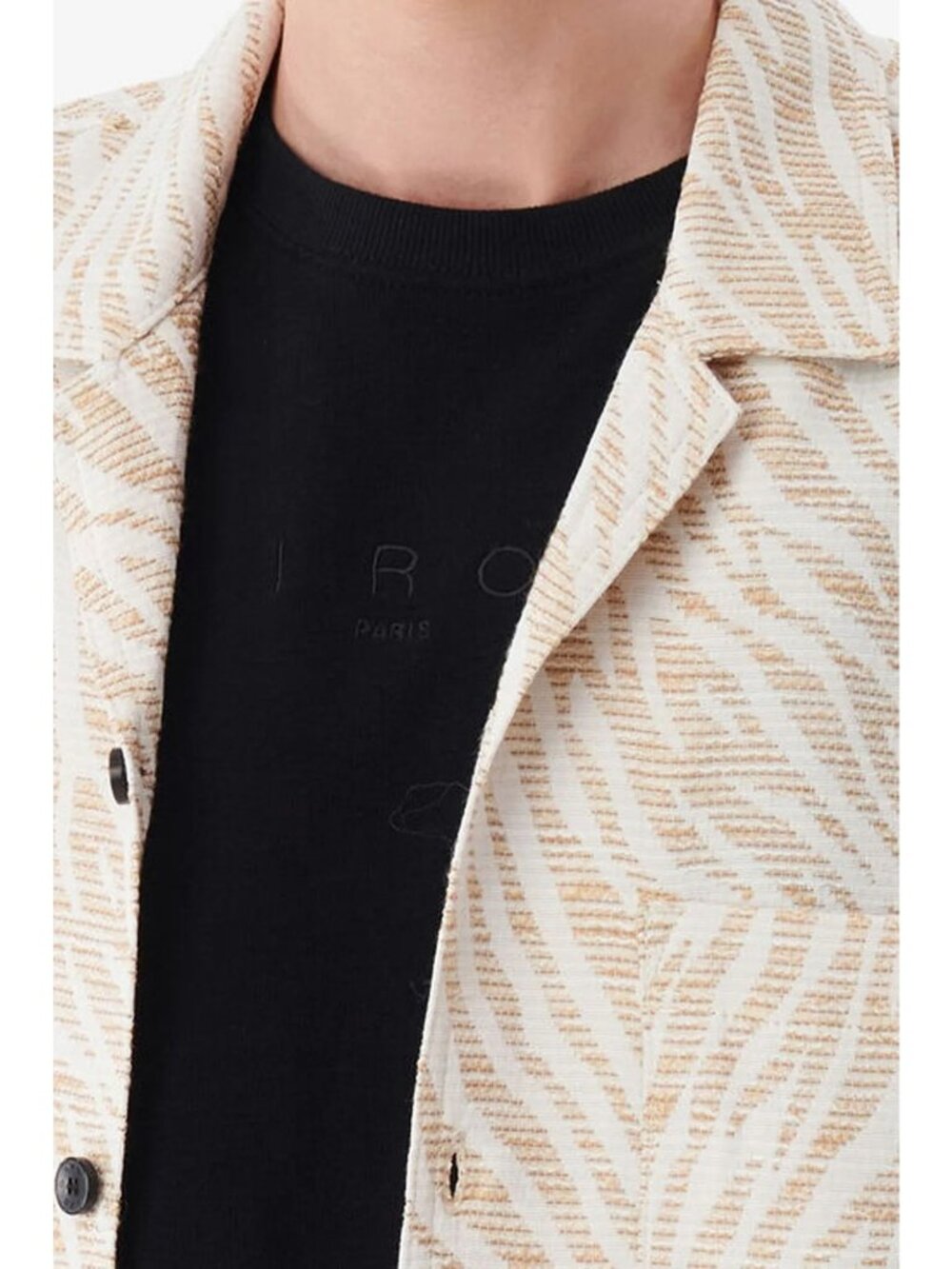 IRO Paris Nahel Zebra Pattern Jacquard Camp Shirt Beige Ecru NWT FR 38 - Picture 12 of 12